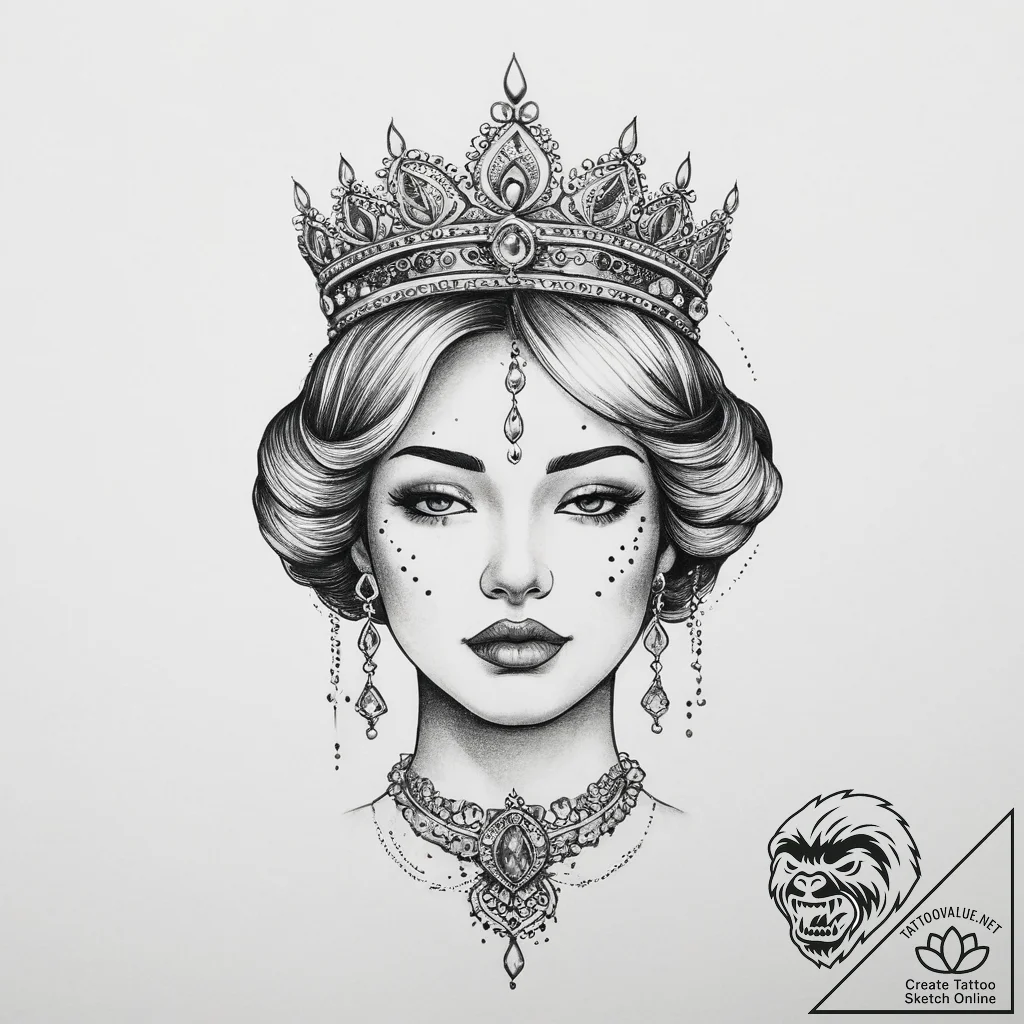 Tattoo sketch queen tattoo, ink illustration... - tattoo sketch (№1759918788_0, 08.10.2025 10:19) — tattoovalue.net