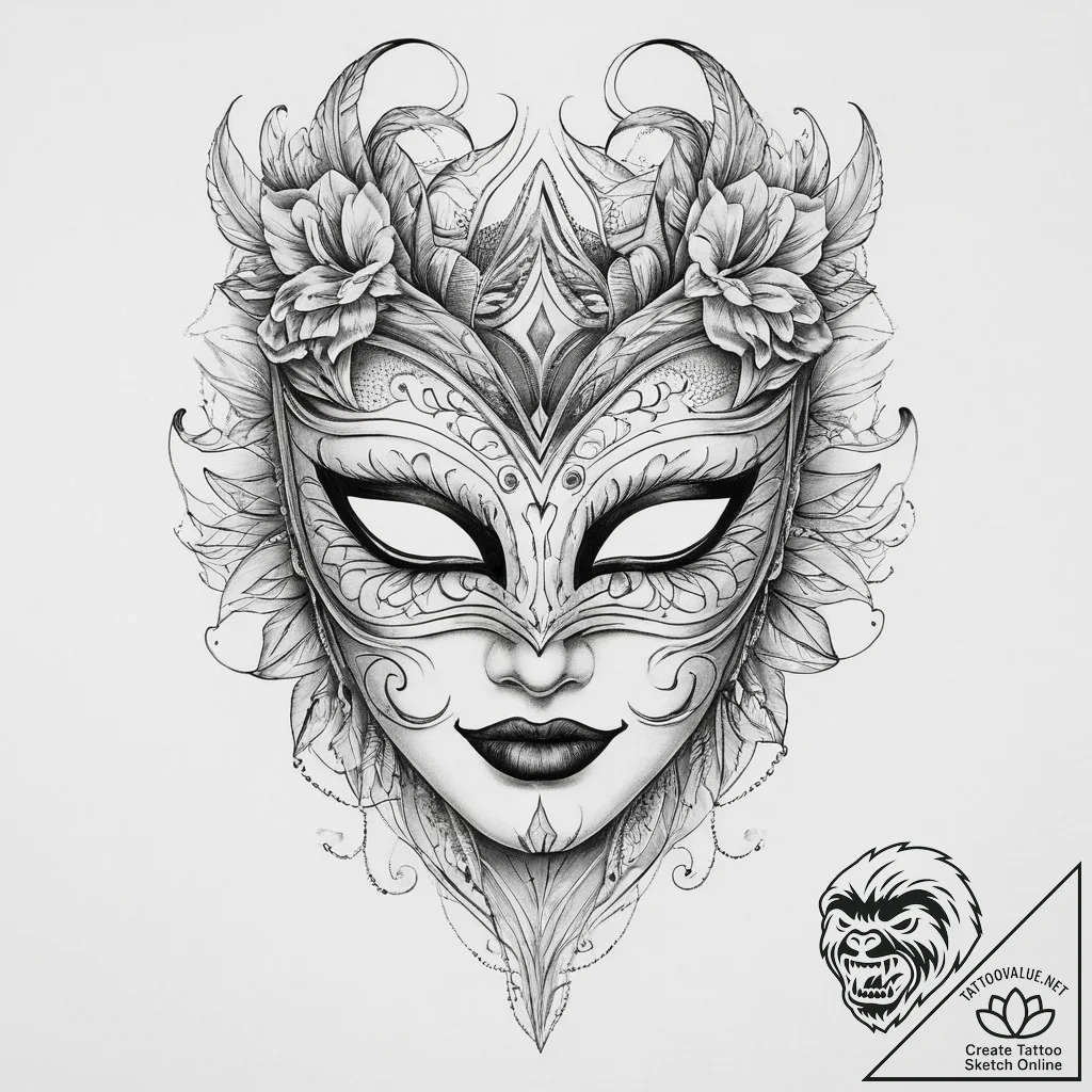 Tattoo sketch masquerade mask tattoo, tattoo... - tattoo sketch (№1759919438_0, 08.10.2025 10:30) — tattoovalue.net