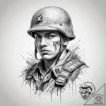 Tattoo sketch soldier on the kursk bulge, ink… – tattoo sketch (№1759921383_0, 08.10.2025 11:03) — tattoovalue.net