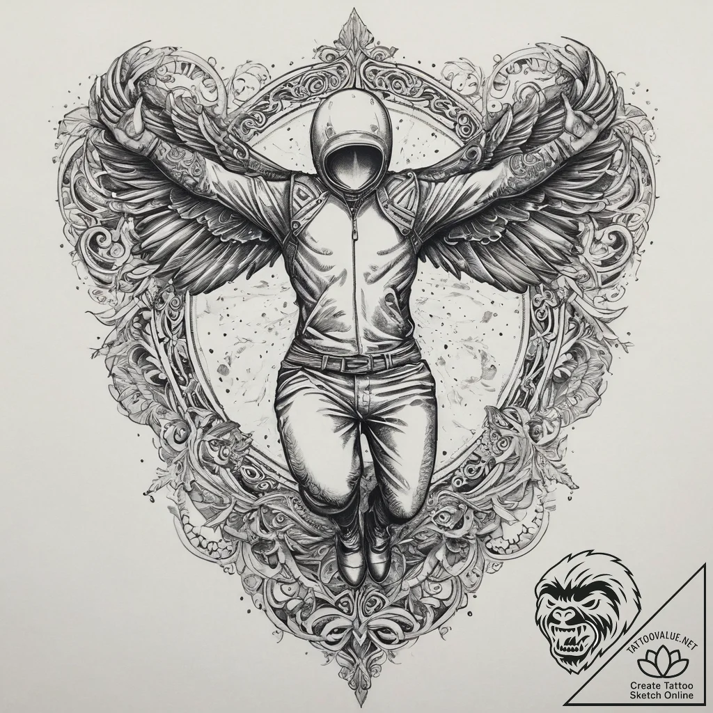 Tattoo sketch base jumping a person jumping,... - tattoo sketch (№1759922257_0, 08.10.2025 11:17) — tattoovalue.net