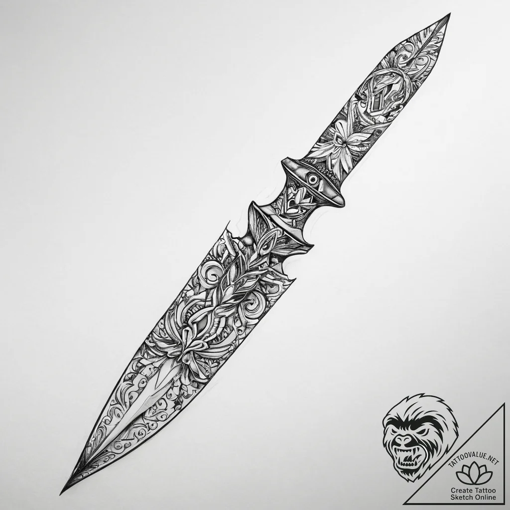 Tattoo sketch knife - tattoo sketch (№1759922472_0, 08.10.2025 11:21) — tattoovalue.net
