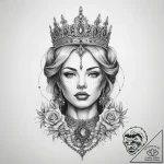 Tattoo sketch queen tattoo – tattoo sketch (№1759923334_0, 08.10.2025 11:35) — tattoovalue.net