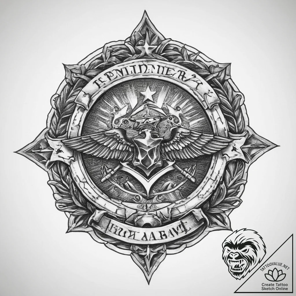 Tattoo sketch old school military - tattoo sketch (№1759923549_0, 08.10.2025 11:39) — tattoovalue.net