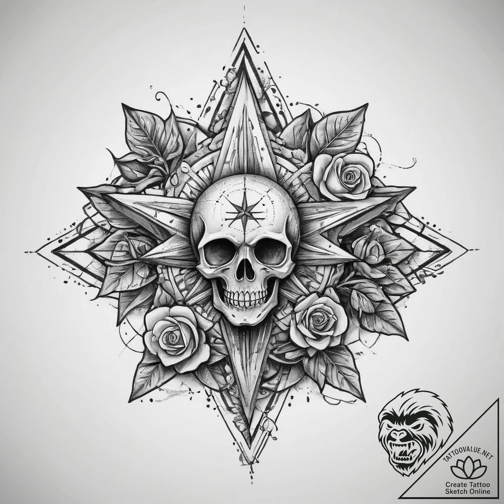 Tattoo sketch alatyr (eight-pointed star) wit... - tattoo sketch (№1759925282_0, 08.10.2025 12:08) — tattoovalue.net