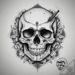 Tattoo sketch skull with a cigarette, tattoo… – tattoo sketch (№1759925499_0, 08.10.2025 12:11) — tattoovalue.net