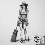Tattoo sketch curling a person with a broom,… – tattoo sketch (№1759925716_0, 08.10.2025 12:15) — tattoovalue.net