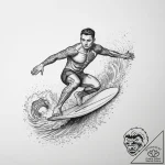 Tattoo sketch surfing a person surfing, tatto… – tattoo sketch (№1759926588_0, 08.10.2025 12:29) — tattoovalue.net
