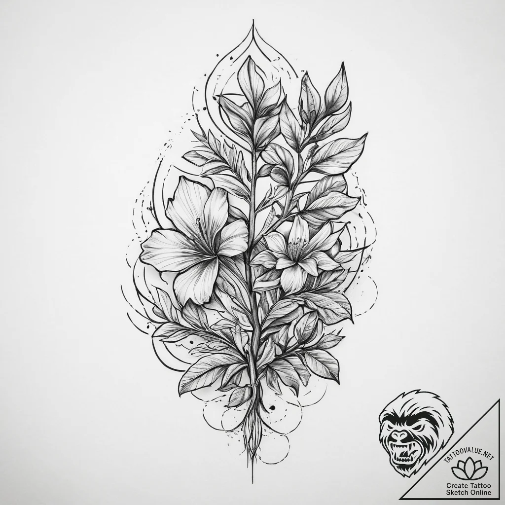 Tattoo sketch a symbolic plant, concept art f... - tattoo sketch (№1759927454_0, 08.10.2025 12:44) — tattoovalue.net