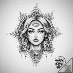 Tattoo sketch cosmic self – tattoo sketch (№1759927670_0, 08.10.2025 12:47) — tattoovalue.net