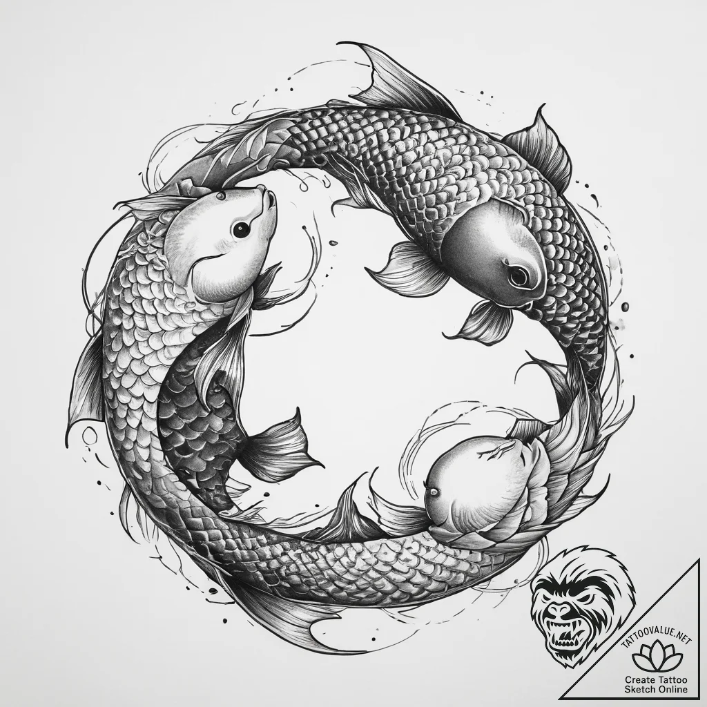 Tattoo sketch yin yang koi fish - tattoo sketch (№1759928755_0, 08.10.2025 13:05) — tattoovalue.net