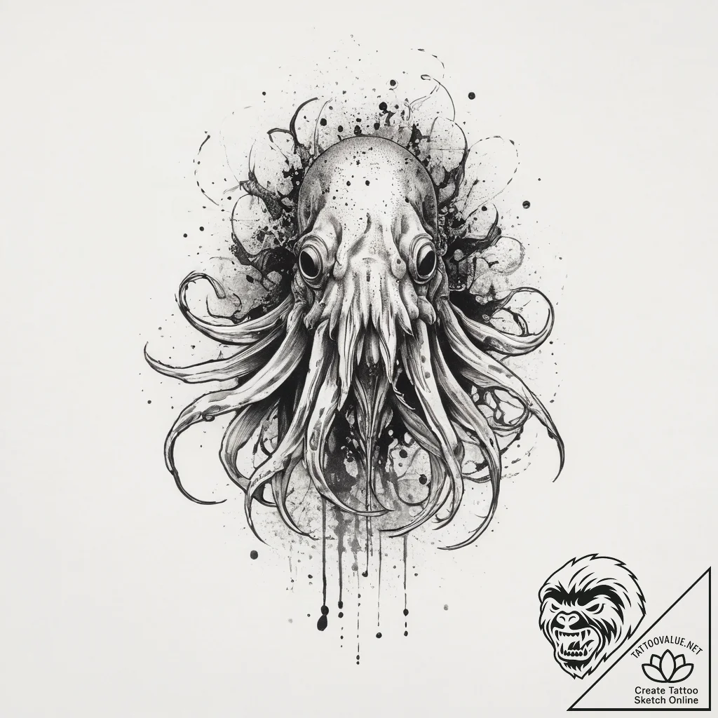 Tattoo sketch cuttlefish, ink illustration fo... - tattoo sketch (№1759928973_0, 08.10.2025 13:09) — tattoovalue.net