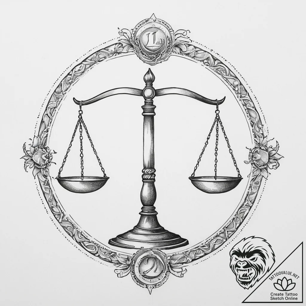 Tattoo sketch libra zodiac symbol - tattoo sketch (№1759929406_0, 08.10.2025 13:16) — tattoovalue.net