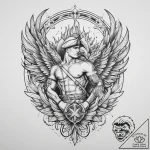 Tattoo sketch soldier with a phoenix, ink ill… – tattoo sketch (№1759930060_0, 08.10.2025 13:27) — tattoovalue.net