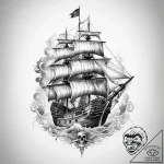 Tattoo sketch pirate ship tattoo – tattoo sketch (№1759932235_0, 08.10.2025 14:03) — tattoovalue.net