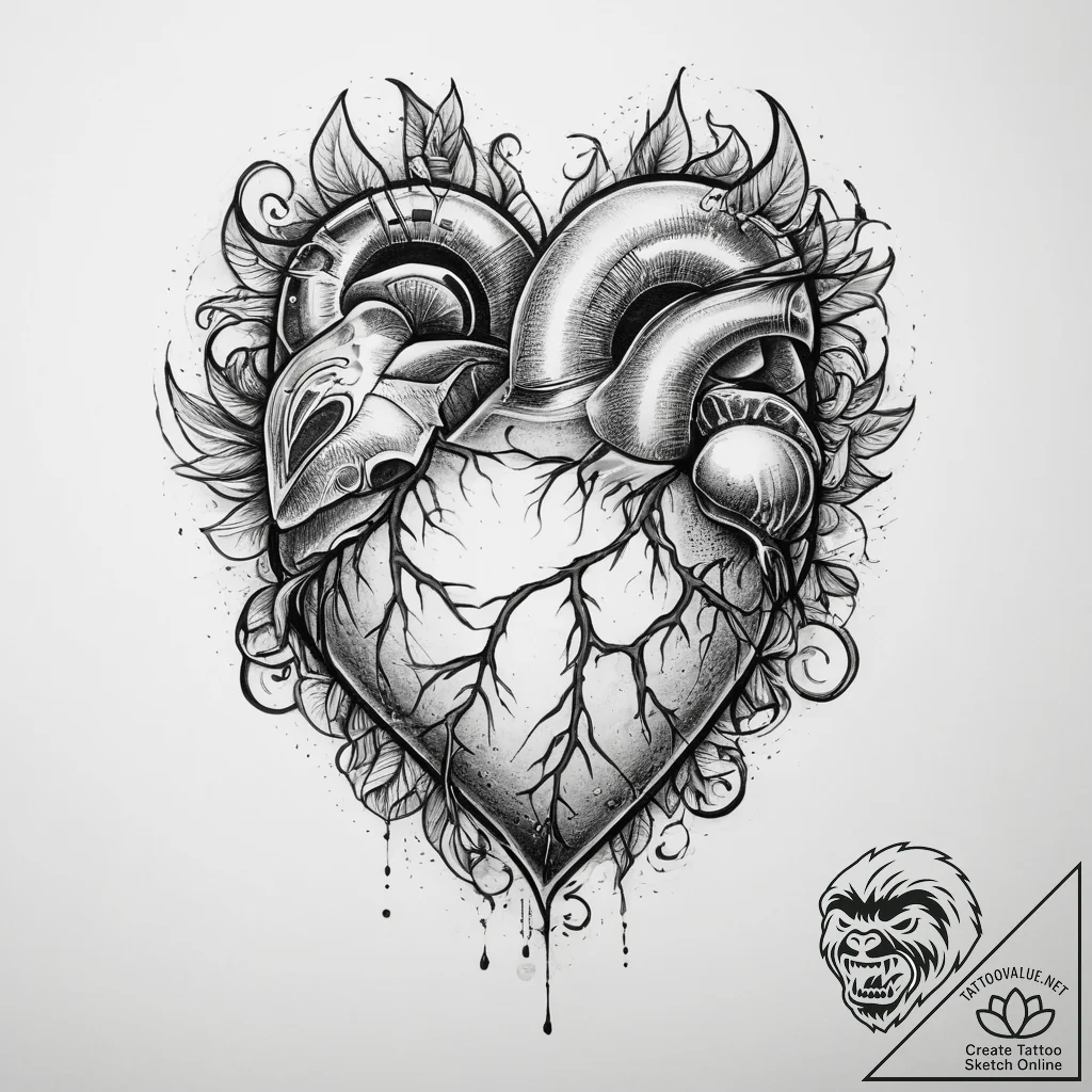 Tattoo sketch heart - tattoo sketch (№1759932450_0, 08.10.2025 14:07) — tattoovalue.net