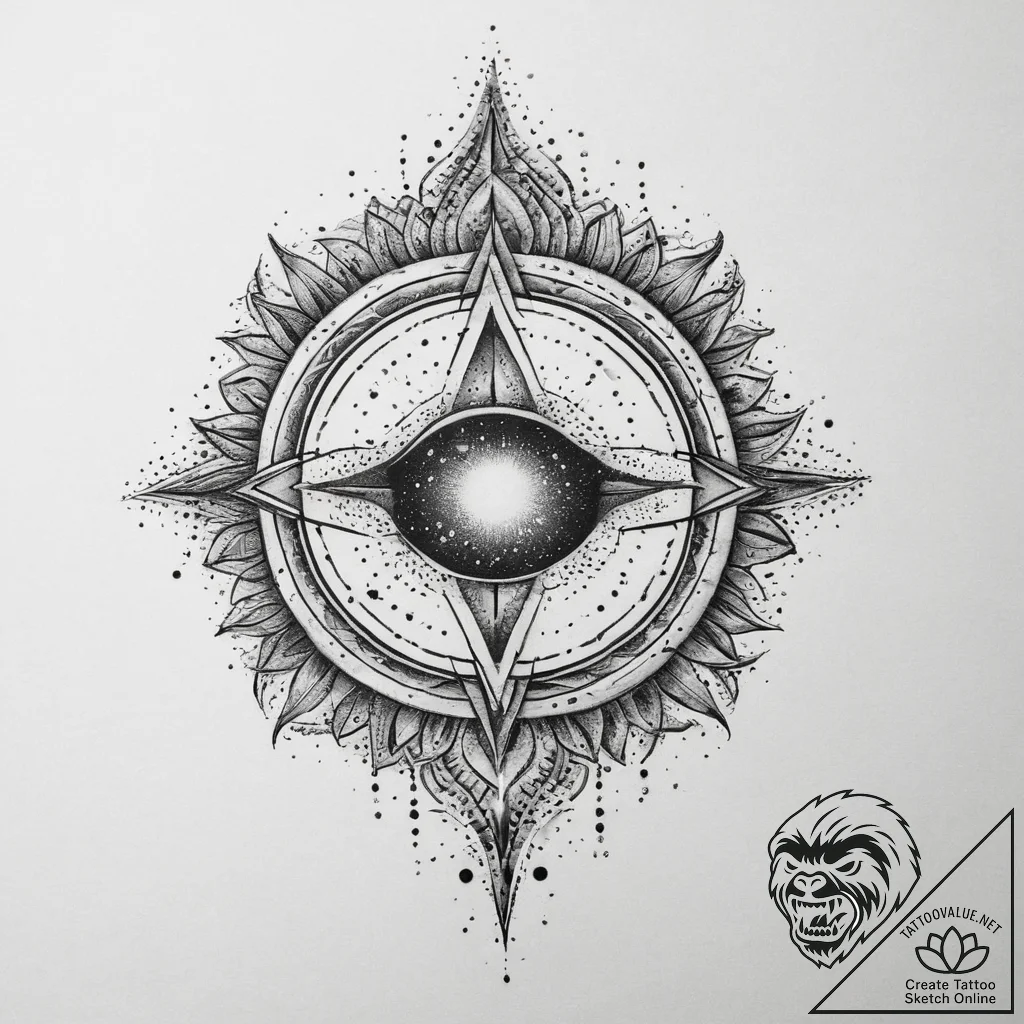 Tattoo sketch cosmic creation, tattoo line ar... - tattoo sketch (№1759933320_0, 08.10.2025 14:22) — tattoovalue.net