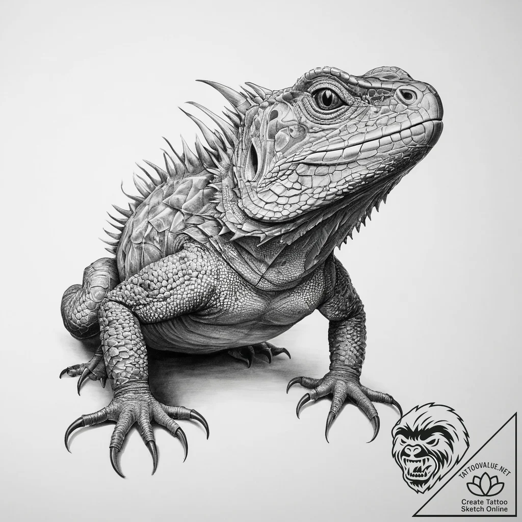 Tattoo sketch tuatara - tattoo sketch (№1759933758_0, 08.10.2025 14:29) — tattoovalue.net