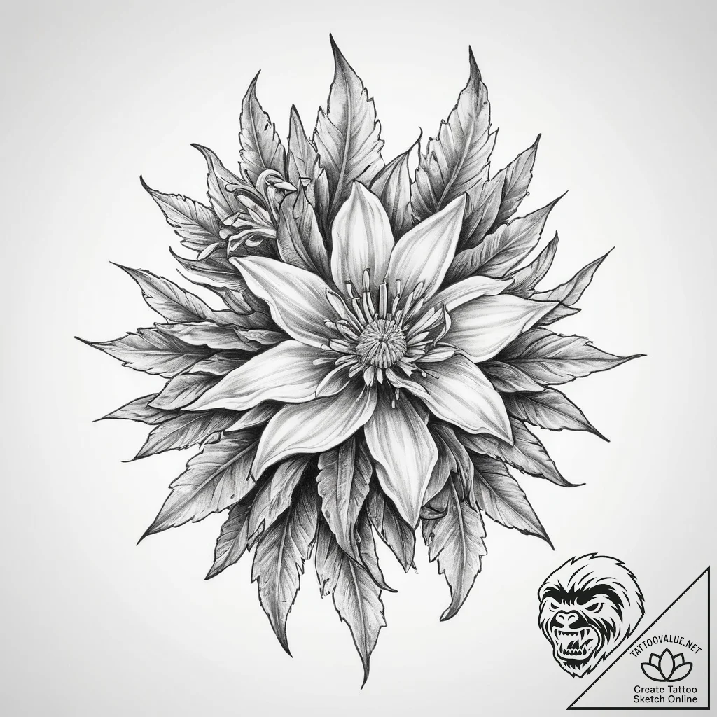 Tattoo sketch edelweiss - tattoo sketch (№1759936368_0, 08.10.2025 15:12) — tattoovalue.net