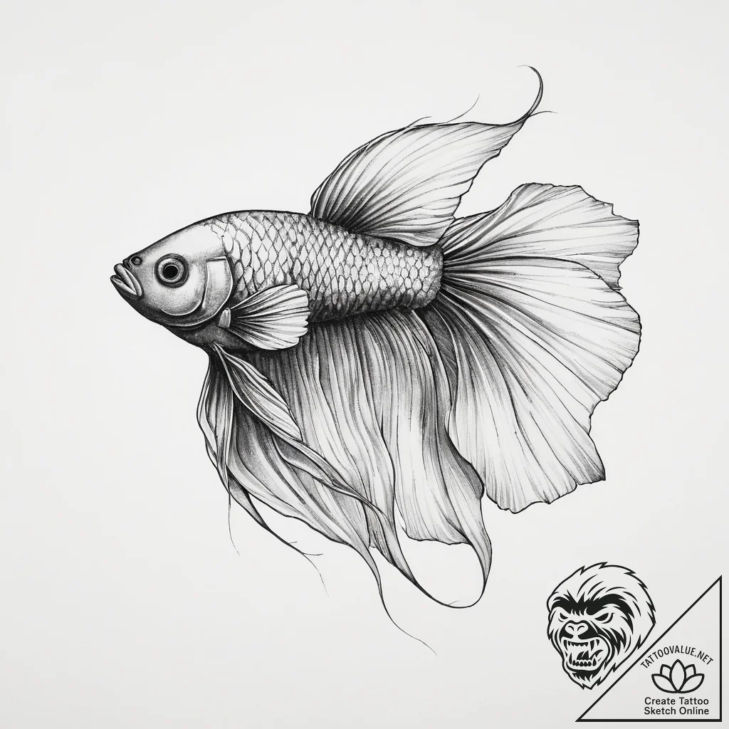 Tattoo sketch betta fish, concept art for tat... - tattoo sketch (№1759937451_0, 08.10.2025 15:30) — tattoovalue.net