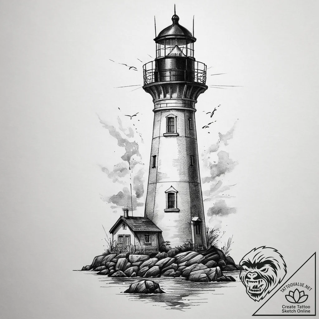 Tattoo sketch lighthouse, tattoo sketch desig... - tattoo sketch (№1759938320_0, 08.10.2025 15:45) — tattoovalue.net
