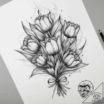 Tattoo sketch tulip bouquet, concept art for… – tattoo sketch (№1759940716_0, 08.10.2025 16:25) — tattoovalue.net