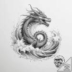 Tattoo sketch water dragon wave – tattoo sketch (№1759941580_0, 08.10.2025 16:39) — tattoovalue.net