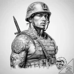 Tattoo sketch soldier with a pen – tattoo sketch (№1759941795_0, 08.10.2025 16:43) — tattoovalue.net