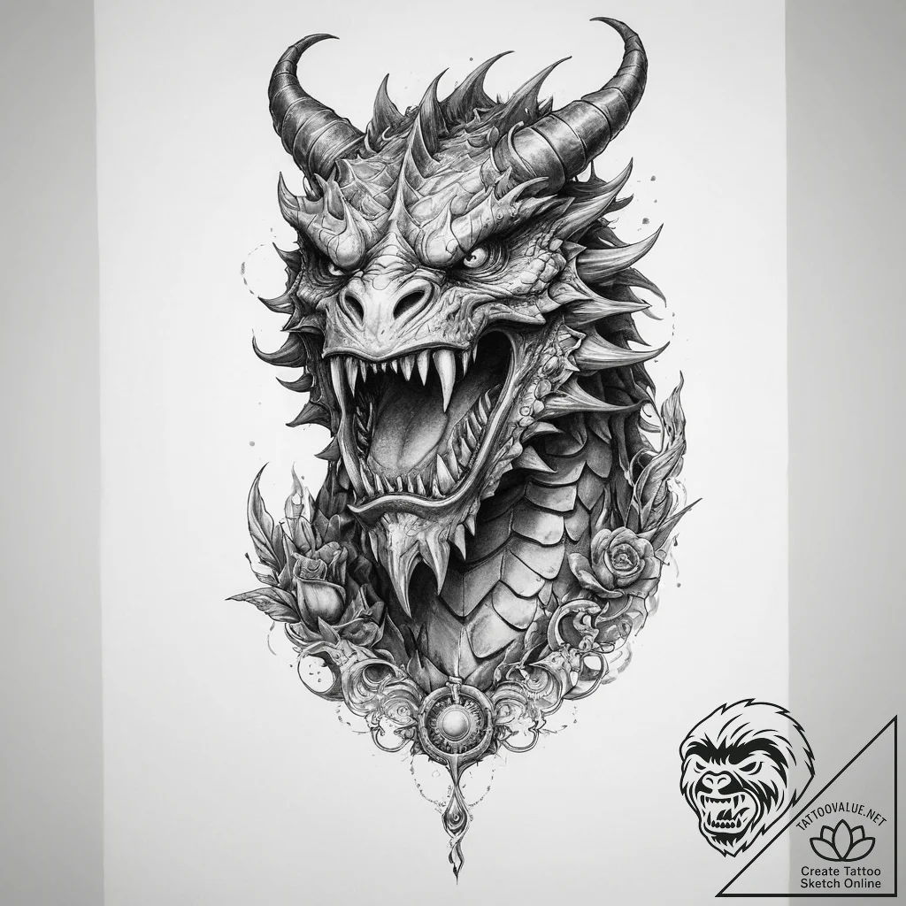Tattoo sketch dragonborn breath - tattoo sketch (№1759945480_0, 08.10.2025 17:44) — tattoovalue.net