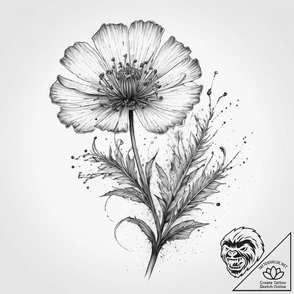 Tattoo sketch sundew flower, ink illustration... - tattoo sketch (№1759946345_0, 08.10.2025 17:59) — tattoovalue.net