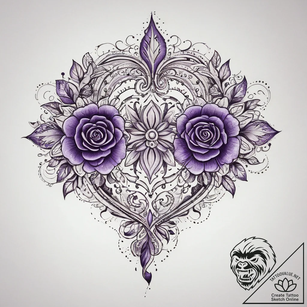 Tattoo sketch purple, ink illustration for ta... - tattoo sketch (№1759946561_0, 08.10.2025 18:02) — tattoovalue.net