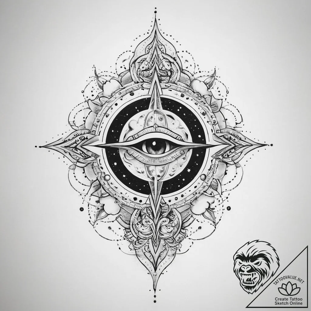Tattoo sketch cosmic fount - tattoo sketch (№1759947671_0, 08.10.2025 18:21) — tattoovalue.net