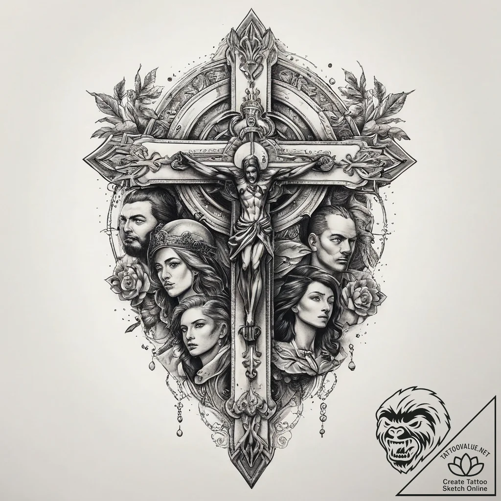 Historical figures & icons, ink illustration... - tattoo sketch (№1759947888_0, 08.10.2025 18:24) — tattoovalue.net