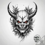 Tattoo sketch demon with a plant, artistic ta… – tattoo sketch (№1759948756_0, 08.10.2025 18:39) — tattoovalue.net