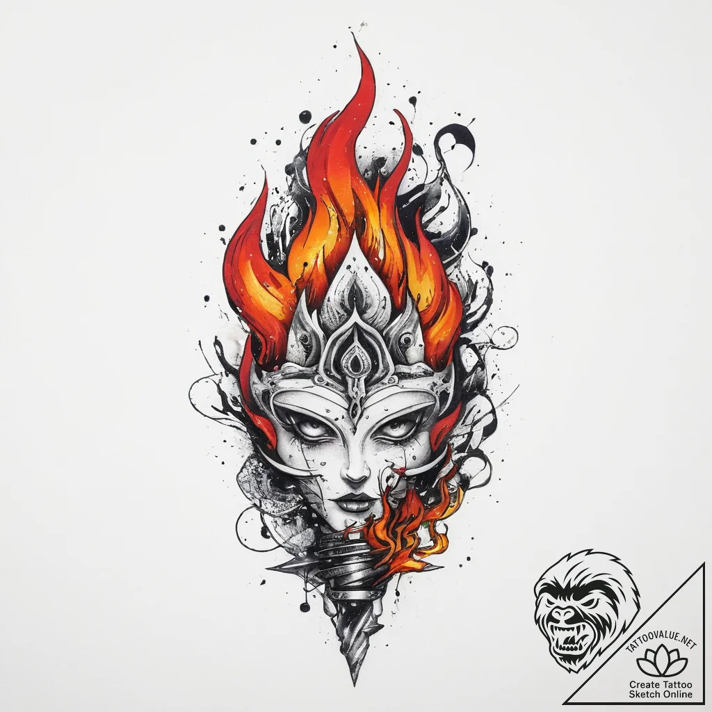 Tattoo sketch spiritual fire, concept art for... - tattoo sketch (№1759949192_0, 08.10.2025 18:46) — tattoovalue.net