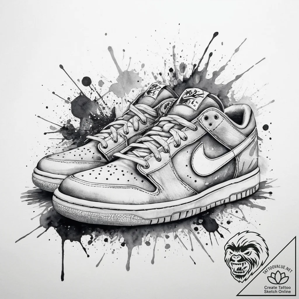 Tattoo sketch sneakers with a quote, ink illu... - tattoo sketch (№1759949408_0, 08.10.2025 18:50) — tattoovalue.net