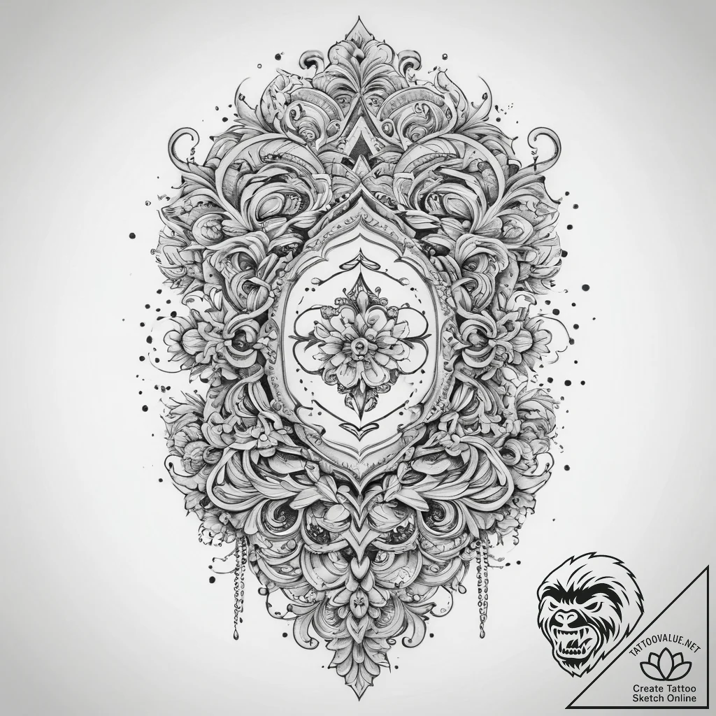 Tattoo sketch cartouche with a quote, ink ill... - tattoo sketch (№1759950705_0, 08.10.2025 19:11) — tattoovalue.net