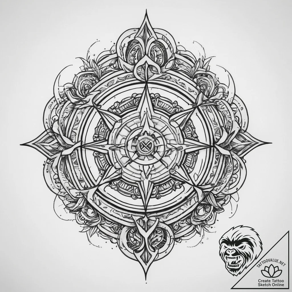 Tattoo sketch mystical emblem - tattoo sketch (№1759951138_0, 08.10.2025 19:18) — tattoovalue.net