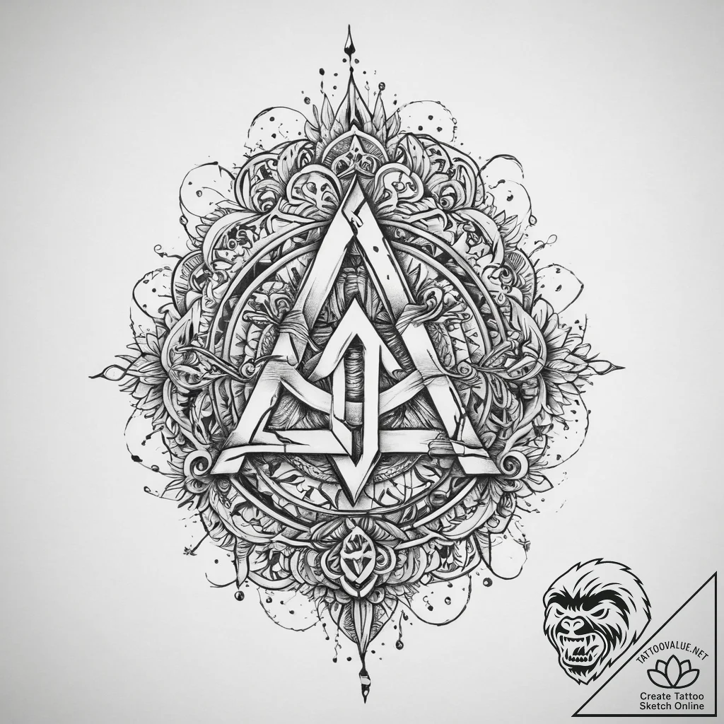 Tattoo sketch dagaz rune with a sunrise, tatt... - tattoo sketch (№1759952681_0, 08.10.2025 19:44) — tattoovalue.net