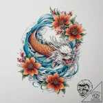 Tattoo sketch leucospermum, concept art for t… – tattoo sketch (№1759953115_0, 08.10.2025 19:51) — tattoovalue.net