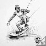 Tattoo sketch wakeboarding on a lake – tattoo sketch (№1759953547_0, 08.10.2025 19:59) — tattoovalue.net