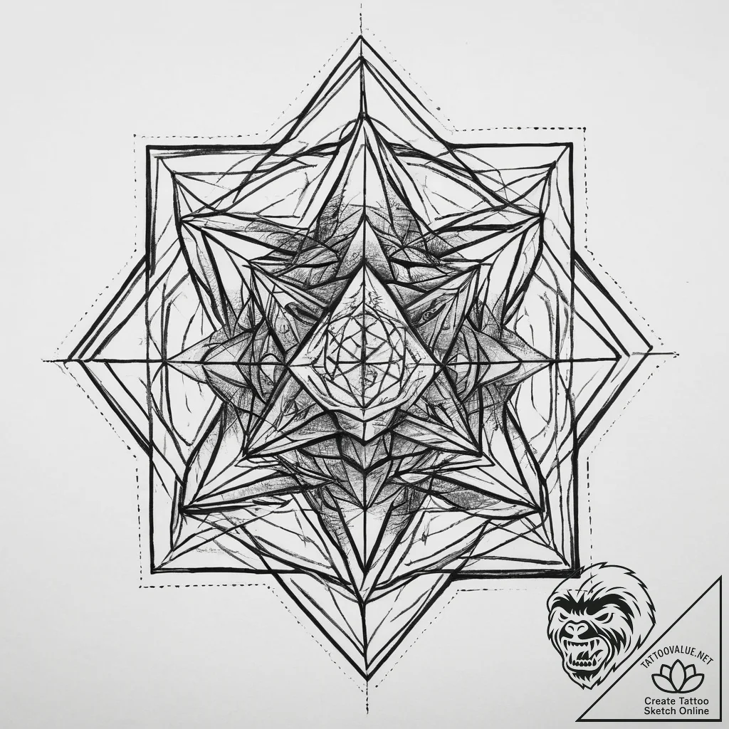 Tattoo sketch metatron's cube with geometric... - tattoo sketch (№1759954413_0, 08.10.2025 20:13) — tattoovalue.net