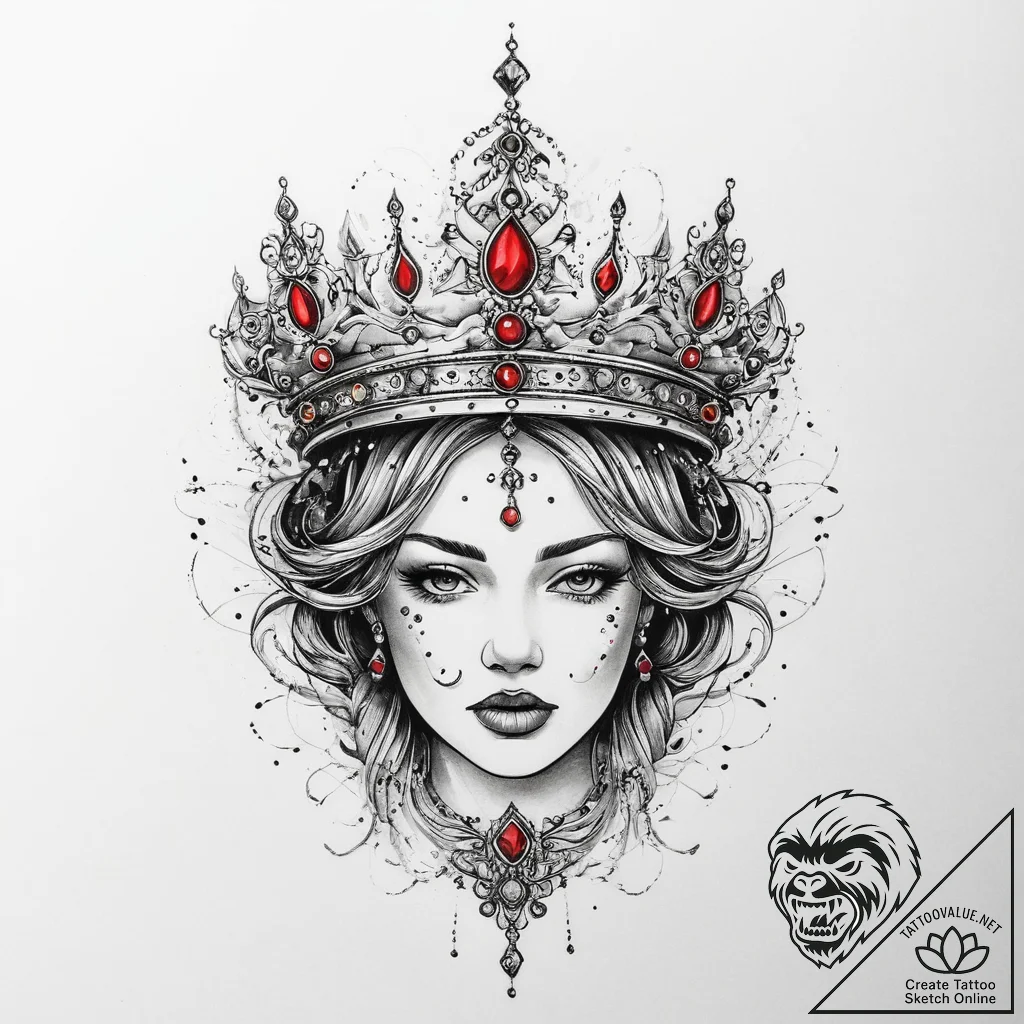 Tattoo sketch tiara, tattoo line art, on a cl... - tattoo sketch (№1759957021_0, 08.10.2025 20:57) — tattoovalue.net