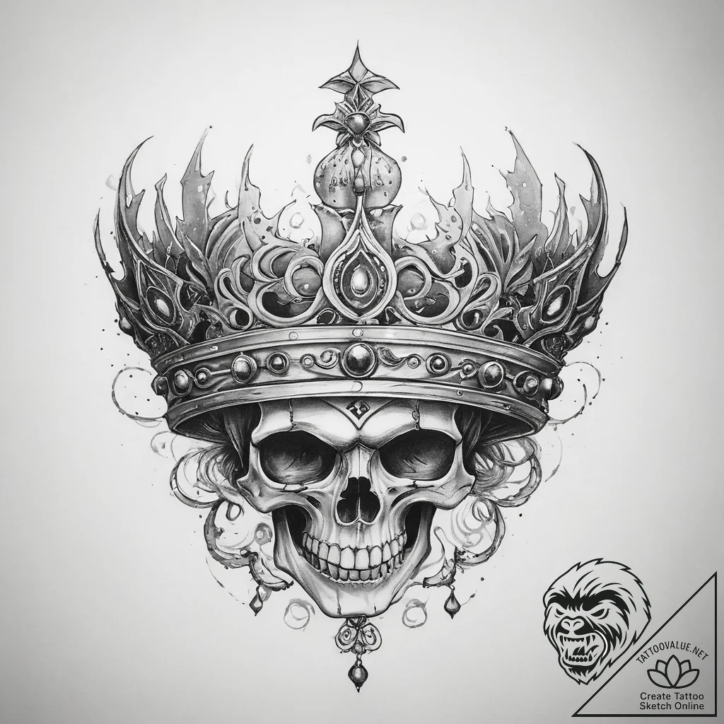 Tattoo sketch lich's crown - tattoo sketch (№1759957457_0, 08.10.2025 21:04) — tattoovalue.net