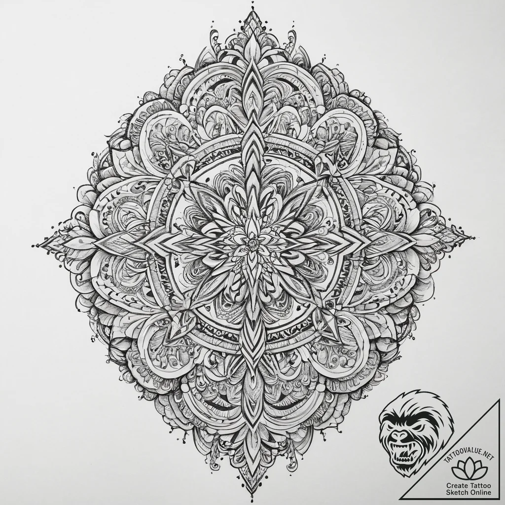 Tattoo sketch blessed being, ink illustration... - tattoo sketch (№1759957673_0, 08.10.2025 21:07) — tattoovalue.net