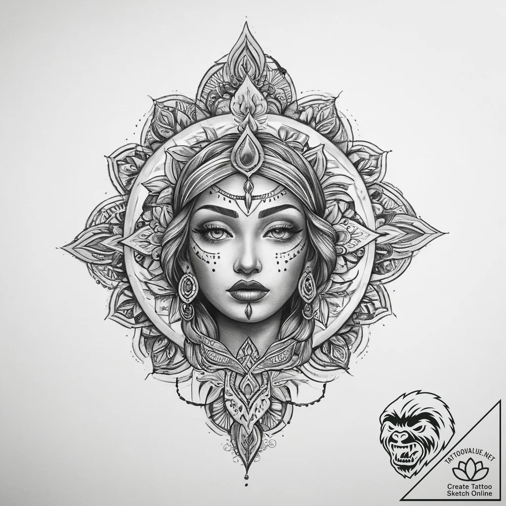 Tattoo sketch blessed representation - tattoo sketch (№1759958321_0, 08.10.2025 21:18) — tattoovalue.net
