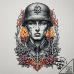 Tattoo sketch soldier with a pen, concept art… – tattoo sketch (№1759958537_0, 08.10.2025 21:22) — tattoovalue.net