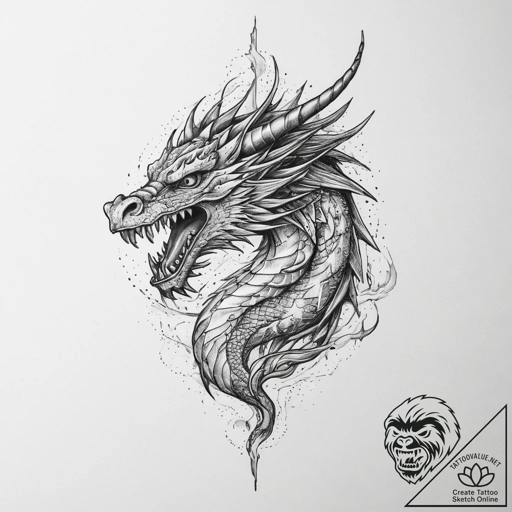 Tattoo sketch узор в виде дракона и молнии, t... - tattoo sketch (№1759958753_0, 08.10.2025 21:25) — tattoovalue.net