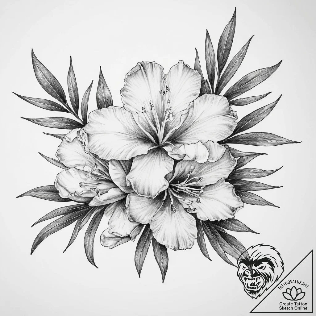 Tattoo sketch oleander flower - tattoo sketch (№1759959190_0, 08.10.2025 21:33) — tattoovalue.net