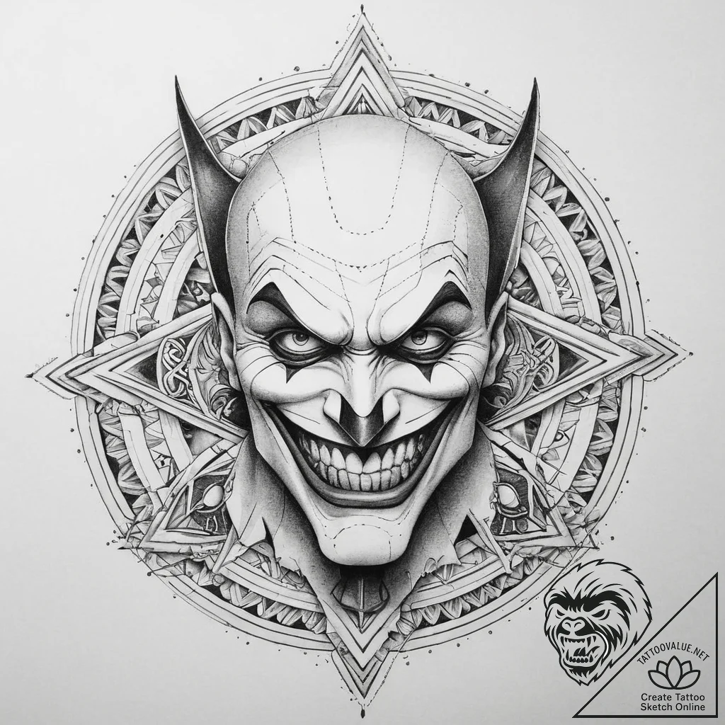 Tattoo sketch batman: the animated series jok... - tattoo sketch (№1759959406_0, 08.10.2025 21:36) — tattoovalue.net
