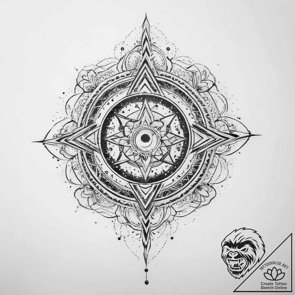 Tattoo sketch cosmic identity - tattoo sketch (№1759960929_0, 08.10.2025 22:02) — tattoovalue.net